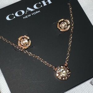 Coach Gold Necklace and Earring Set